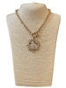 1NDN2217 GOLD RHINESTONE LIBERTY COIN NECKLACE