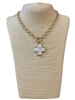 1NDN2243 MATTE GOLD MOTHER OF PEARL CROSS NECKLACE
