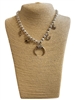 1NDN2267 PEARL KNITTED GOLD WESTERN MULTI CHARM NECKLACE