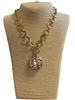 1NLN2157C MATTE GOLD LARGE CLEAR PENDANT STONE TOGGLE NECKLACE