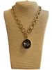 1NLN2157G MATTE GOLD LARGE GRAY PENDANT STONE TOGGLE NECKLACE