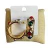 1NME1093M MULTI STONE & CRYSTAL GOLD MEDIUM HOOP EARRINGS