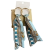 1NUE1124 GOLD LIGHT BLUE MULTI LONG FABRIC EARRINGS