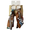 1NUE1124 GOLD BROWN MULTI LONG FABRIC EARRINGS