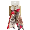 1NUE1124 GOLD FUCHSIA MULTI LONG FABRIC EARRINGS