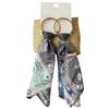 1NUE1124 GOLD GRAY MULTI LONG FABRIC EARRINGS
