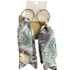 1NUE1124 GOLD IVORY MULTI LONG FABRIC EARRINGS