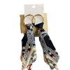 1NUE1124 GOLD NAVY MULTI LONG FABRIC EARRINGS