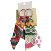 1NUE1124 GOLD PINK MULTI LONG FABRIC EARRINGS
