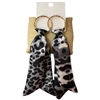 1NUE1125 GOLD GRAY LEOPARD PRINT LONG FABRIC EARRINGS