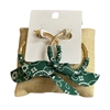 1NUE1127G  GREEN   BANDANA  HOOP EARRINGS