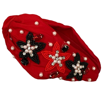 20-0242ORD RED BLACK FLOWERS HEADBAND