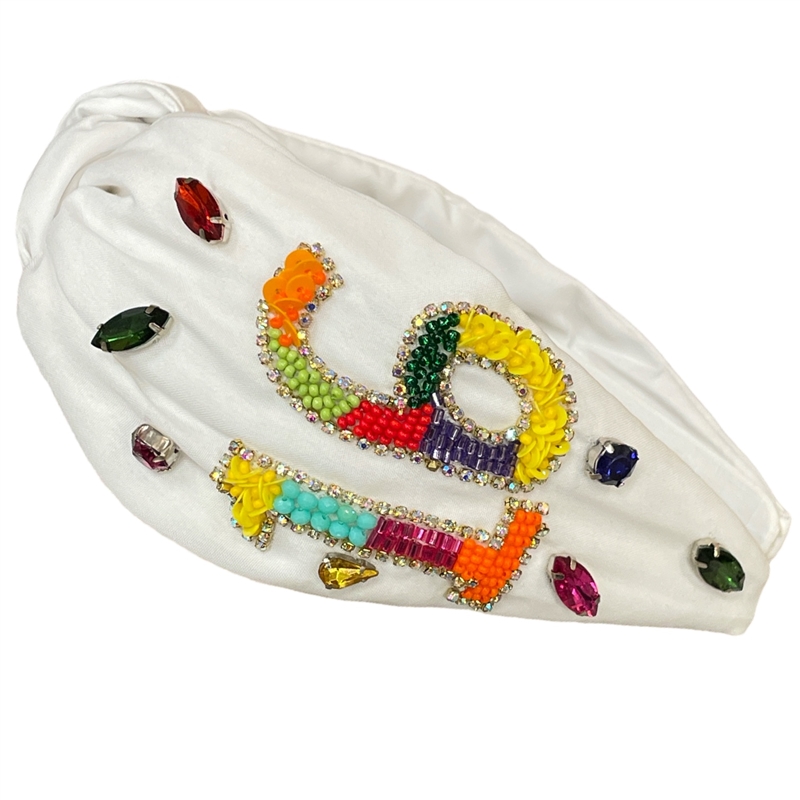 20-0252  WHITE MULTI SWEET 16 BEADED HEADBAND