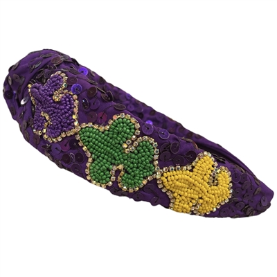 20-0318 PURPLE SEQUIN MARDI GRAS HEADBAND