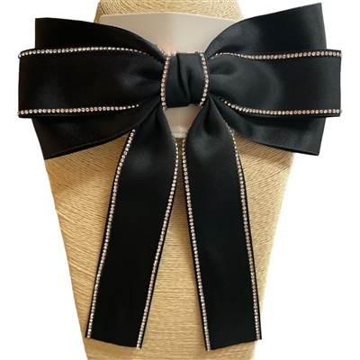 20-0419BK  BLACK HAIR BOW WITH RHINESTONES