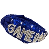 20-0447BL  GAME DAY BLUE & WHITE SEQUINS HEADBAND