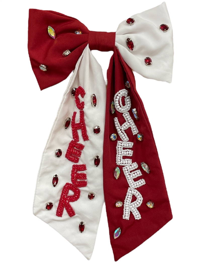 20-0486 BURGUNDY & WHITE LARGE BOW