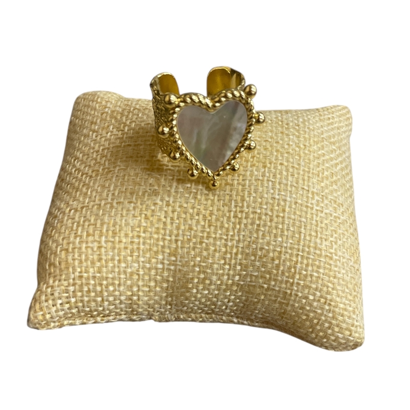20263M  MOTHER PEARL HEART ADJUSTABLE RING