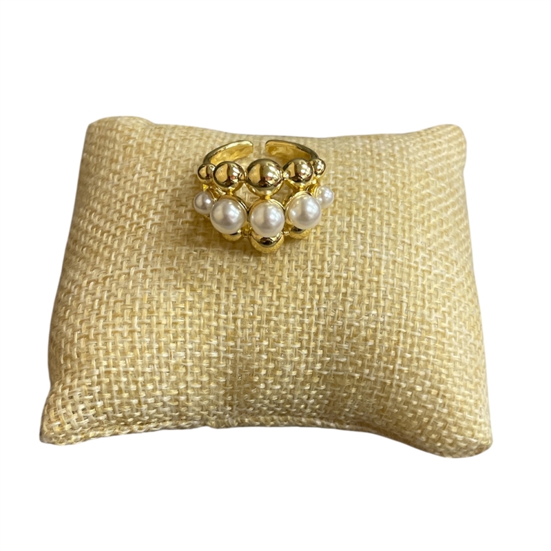 20264  BALL  & PEARL  ADJUSTABLE RING