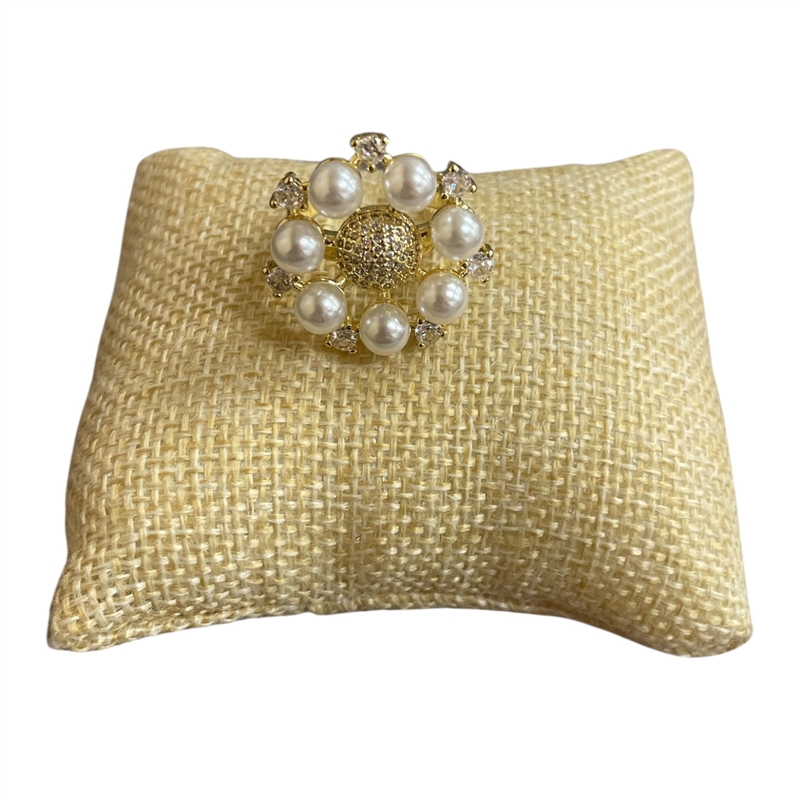 20264F  FLOWER PEARL  ADJUSTABLE RING