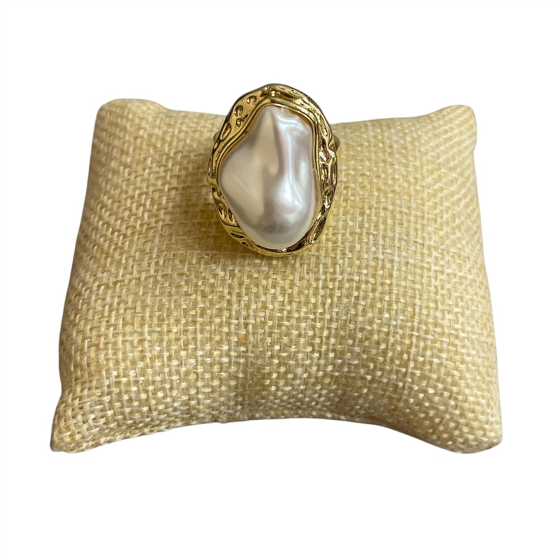 2026OP HAMMERED OVAL  PEARL  ADJUSTABLE RING