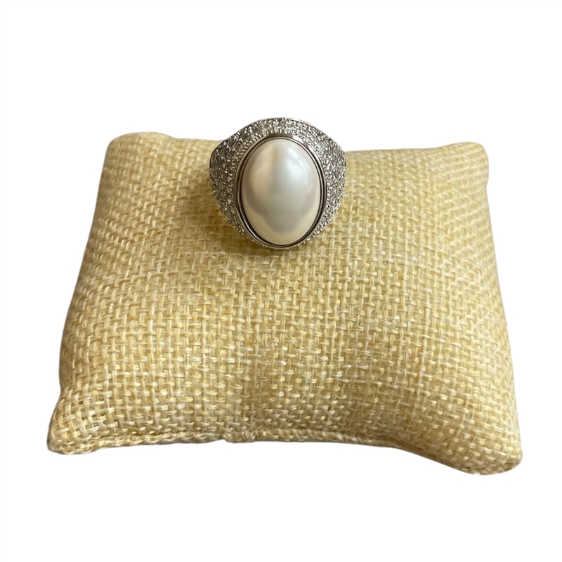 2026PR PEARL & RHINESTONE ADJUSTABLE RING