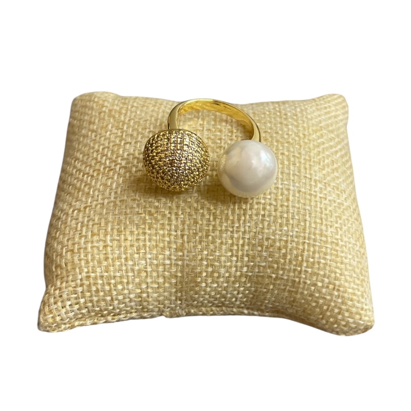 2026V  PAVE & PEARL  ADJUSTABLE RING