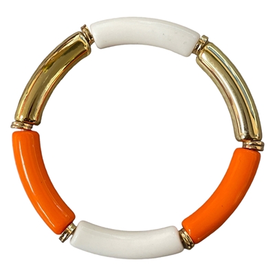 202OGG  WHITE ORANGE GOLD  SMALL ACRYLIC BRACELET