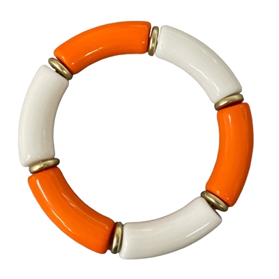 203OW   ORANGE WHITE ACRYLIC BRACELET