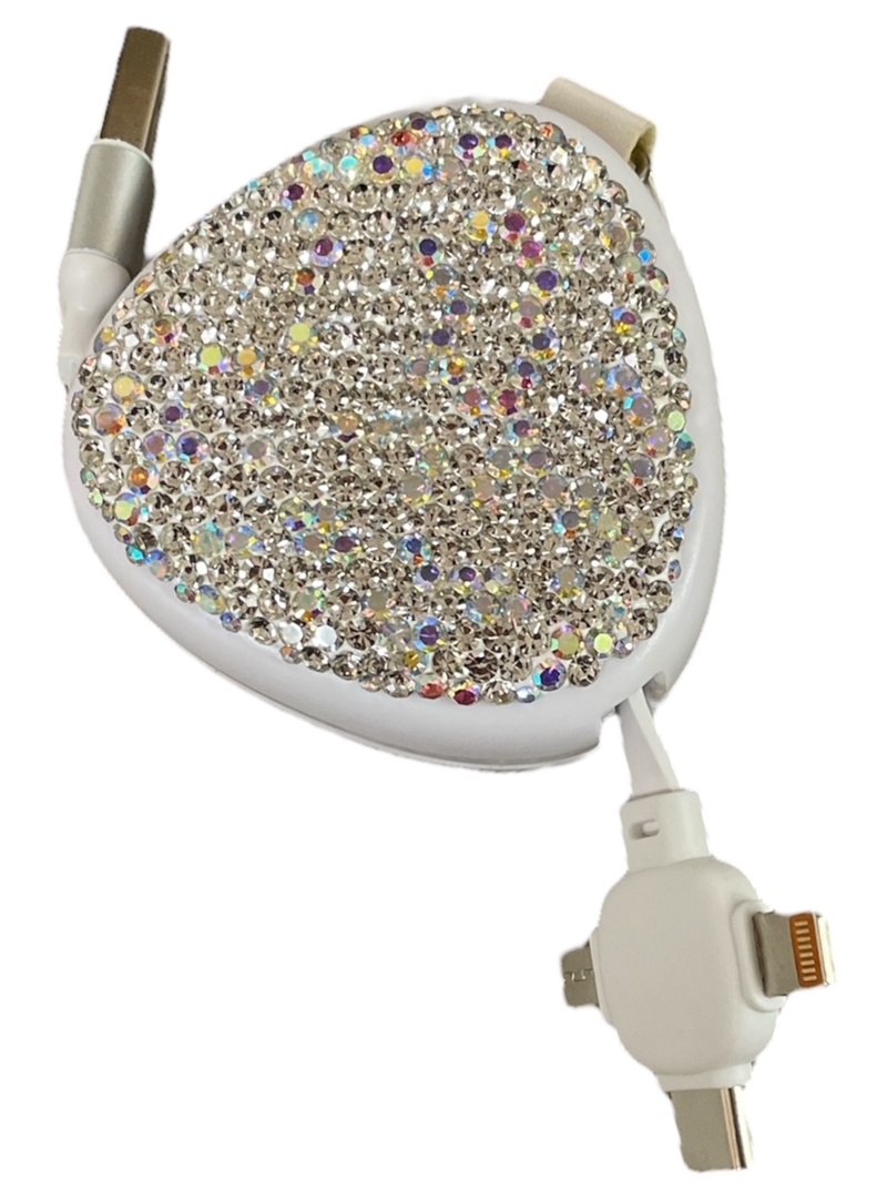 205AB  AB SILVER BLING 3 IN 1 MULTIPLE CHARGERS