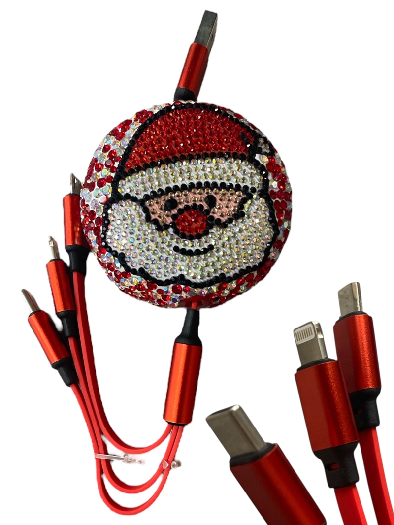 207R RED SANTA 3 IN 1 RETRACTABLE MULTIPLE CHARGERS