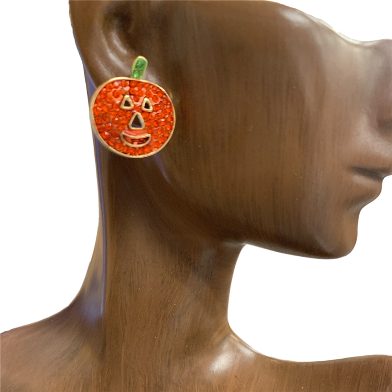 23125 PUMPKIN RHINESTONE  STUDS EARRINGS