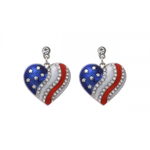 23393-S HEART AMERICAN FLAG EARRINGS
