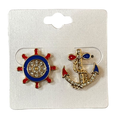 23495 RUDDER & ANCHOR STUD EARRINGS