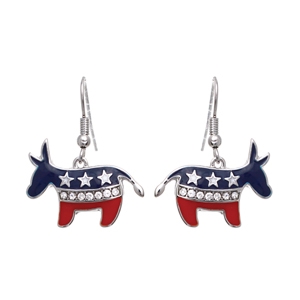 24751CR-S DONKEY  AMERICAN FLAG EARRINGS