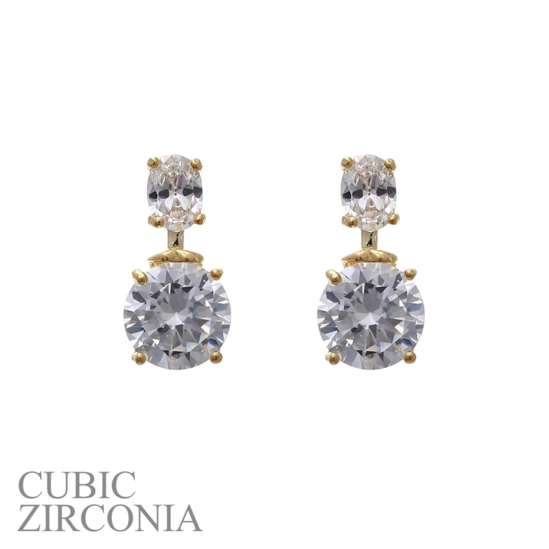 24846 CLEAR ROUND GOLD POST STUD EARRINGS