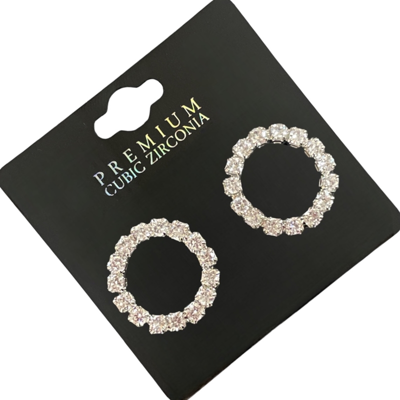 24853  CZ RHINESTONE CIRCLE  STUD EARRINGS