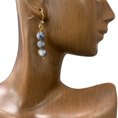 25405 TRIPLE  NATURAL STONE EARRINGS