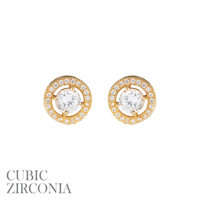 257301 GOLD 5MM CZ ROUND SMALL STUD EARRINGS