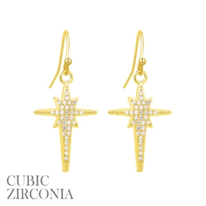 25572 CZ WISH STAR POST DANGLE EARRINGS