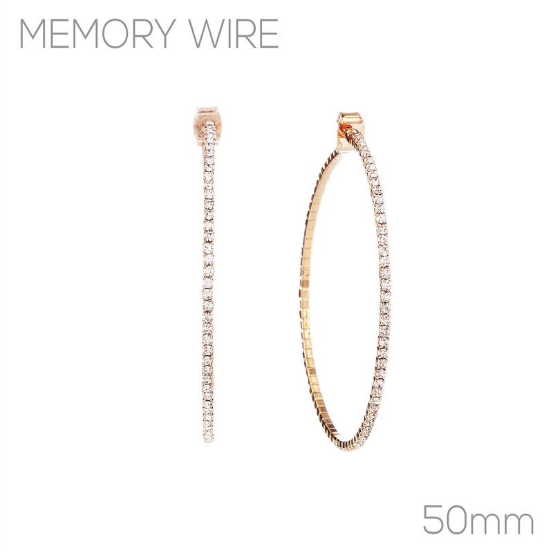 25660-50CR 50MM CLEAR RHINESTONE HOOP EARRINGS