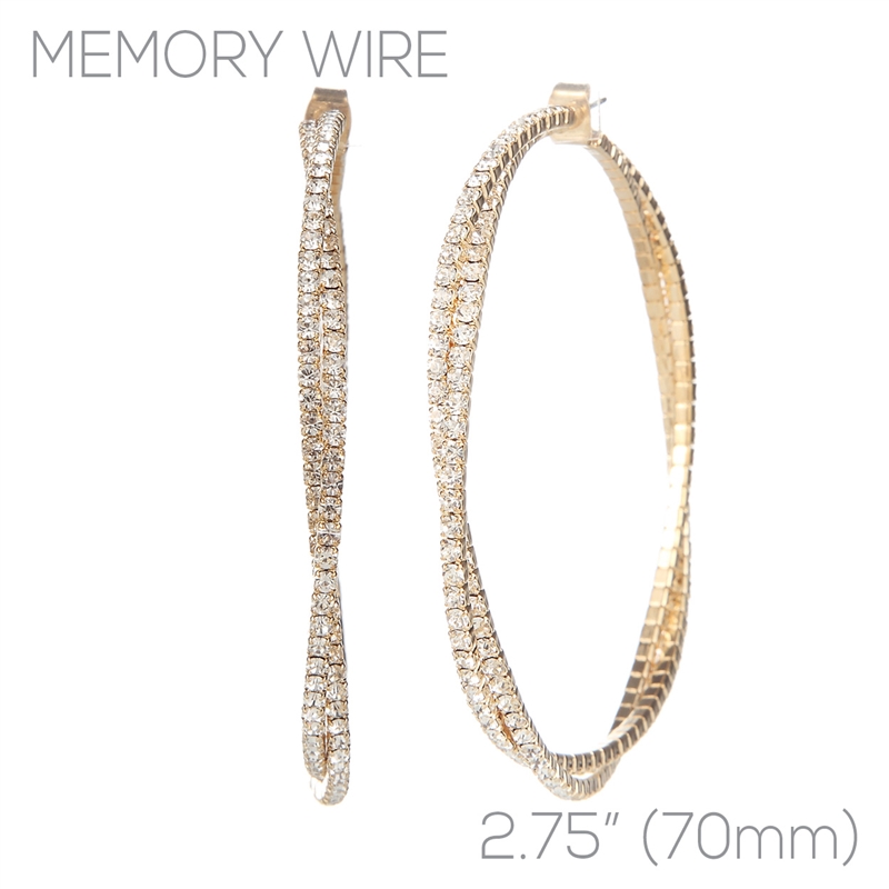 25899-70CR GOLD RHINESTONE HOOP EARRINGS
