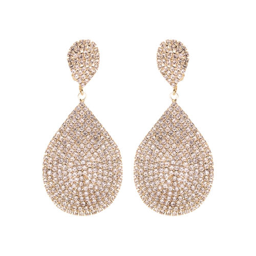 25913CR RHINESTONE LARGE TEARDROP  EARRINGS