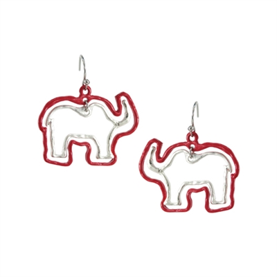 25955LSI RED ELEPHANT EARRINGS