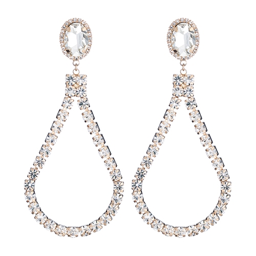 25963CR TEARDROP RHINESTONE EARRINGS