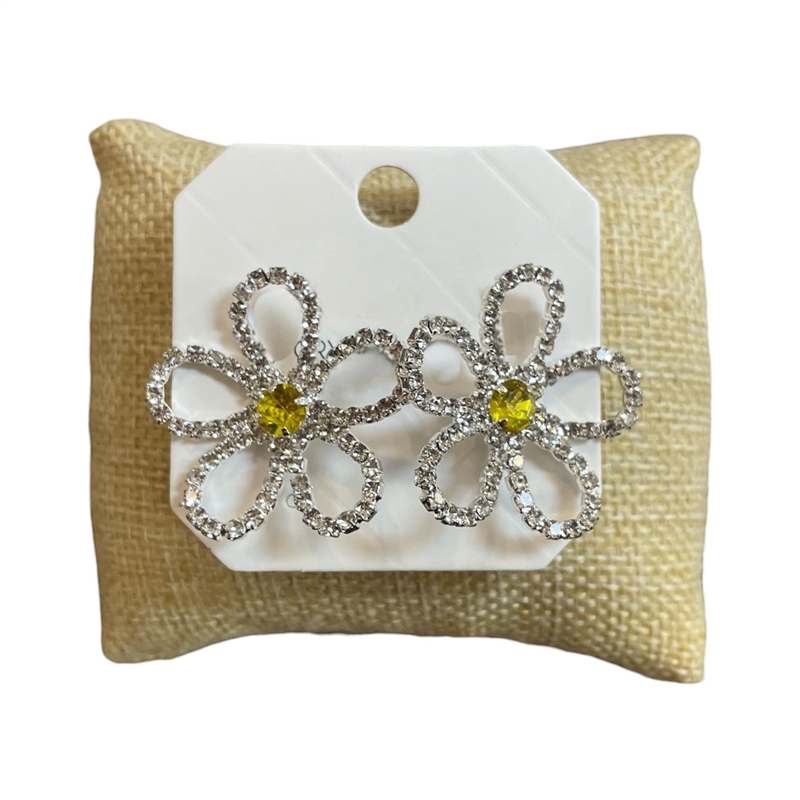 25991-1 RHINESTONE FLOWER STUD EARRINGS