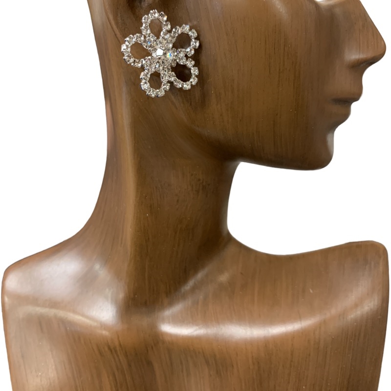 25992  RHINESTONE FLOWER STUD EARRINGS