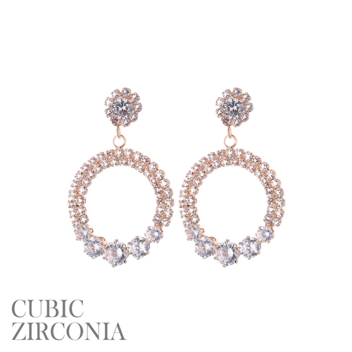 26044CR CIRCLE RHINESTONE EARRINGS