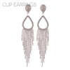 26057CECR RHINESTONE OPEN TEARDROP FRINGE CLIP ON ER