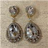 26189CECR TEARDROP RHINESTONE CLIP ON EARRINGS